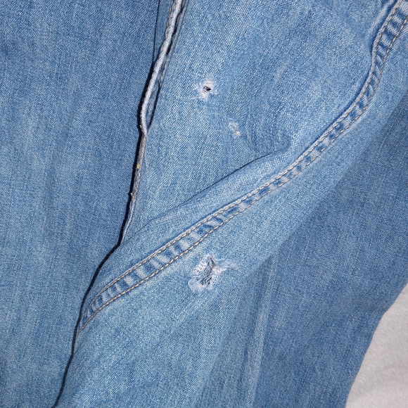 Levi's Denim Pearl Snap Shirt Men XL Lightwash Vintage Y2K Grunge Cowboy Western - Picture 14 of 14